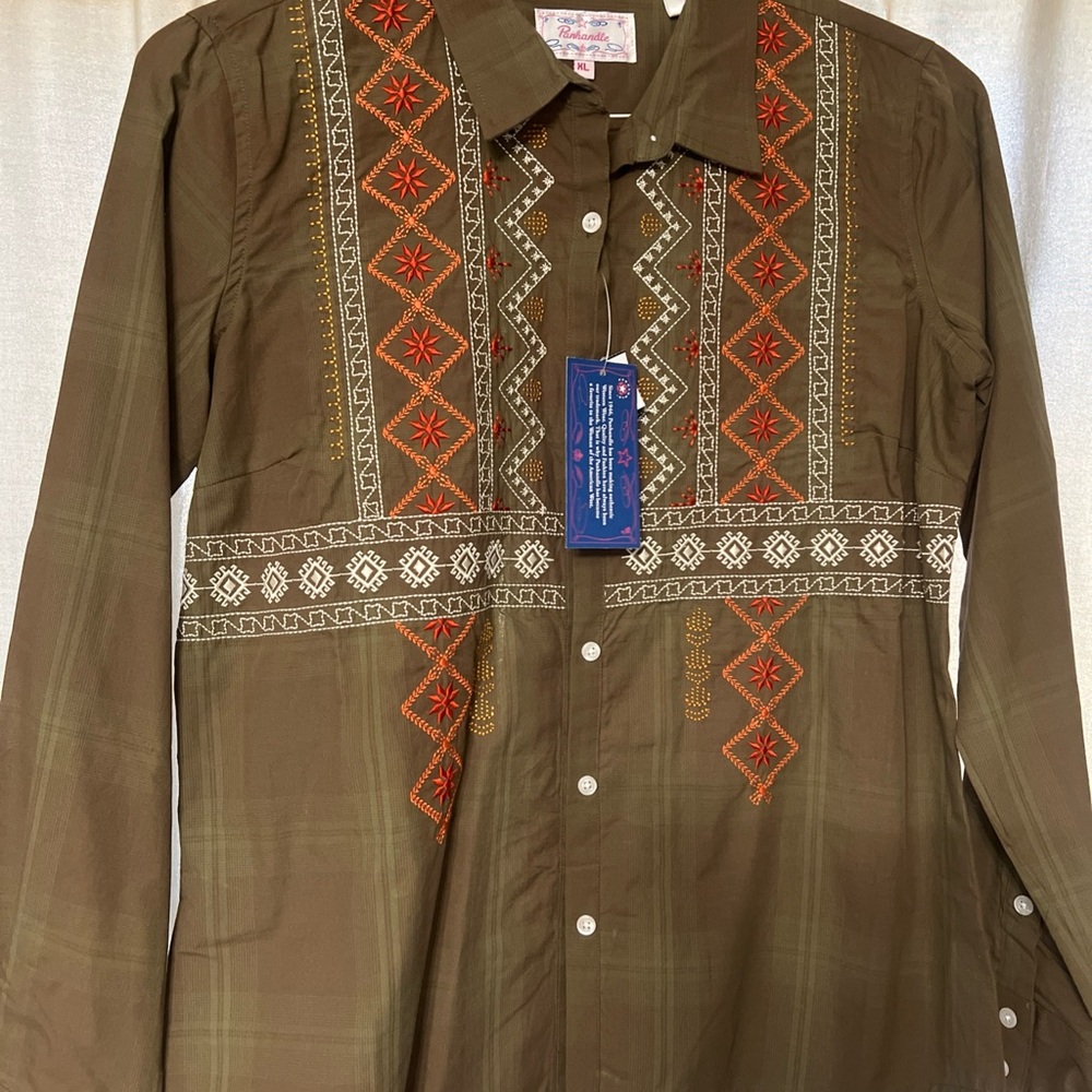 Panhandle Slim Brown Embroidered Men's Shirt